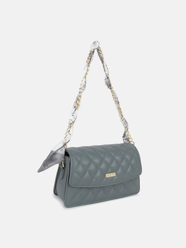 Solid Colour Quilting Crossbody Bag