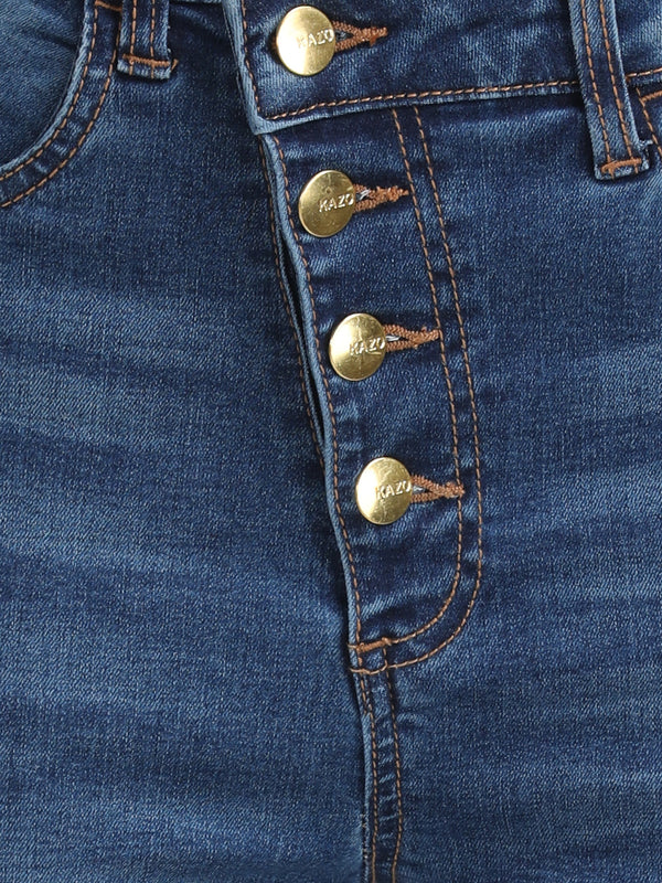 Straight Fit Denim With Diagonal Placket