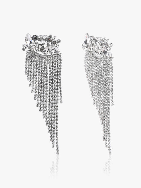Glam Rhinestone Tassel Earrings