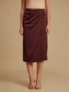 Ashton Wine Solid Midi Skirt