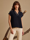 Max Navy Blue Solid Top