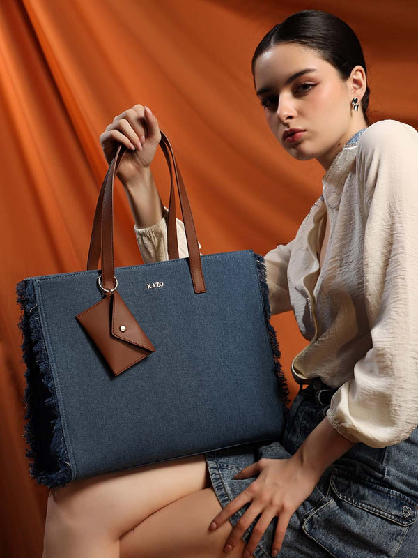 Kazo Denim Fringe Tote
