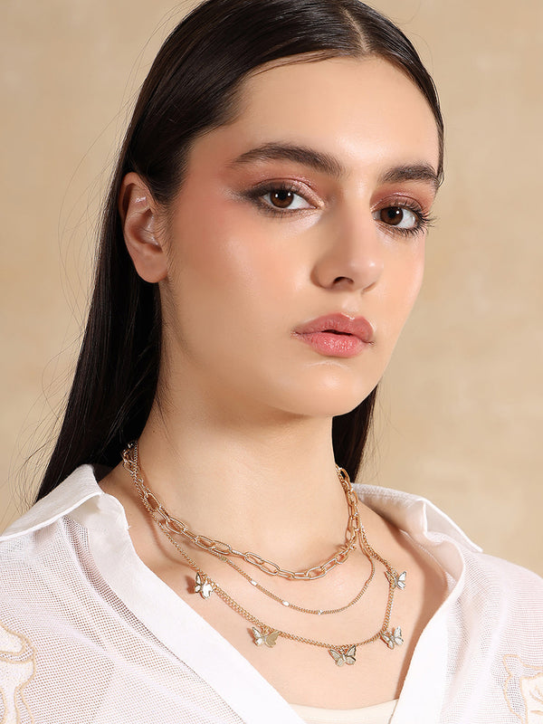 Chic Multi-Layered Butterfly Necklace