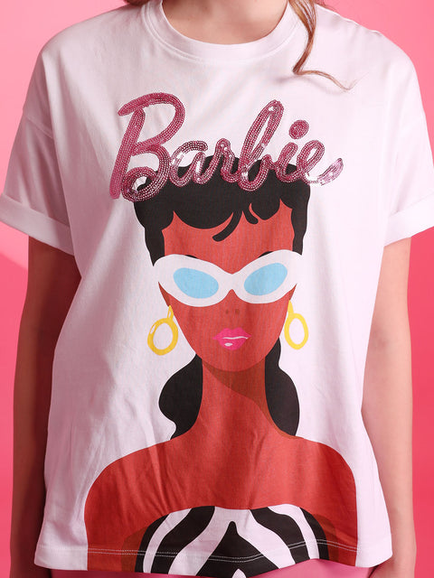 Barbie™ Graphic T-Shirt With Sequin Work