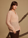 Textured Pullover With Neck Emb