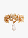 Enchanted Gold Bracelet With Pearl Drop