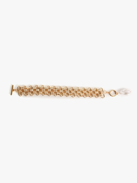 Enchanted Gold Bracelet With Pearl Drop