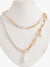 Golden Layered Necklace With Classic Pearls