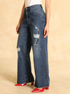 Wide Leg Jeans With Rips