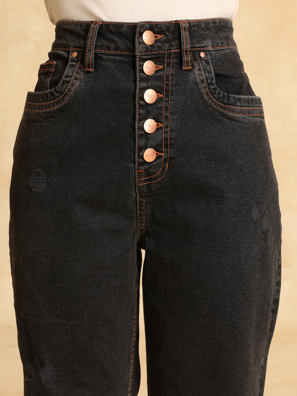 Straight Fit Jeans With Button Fly