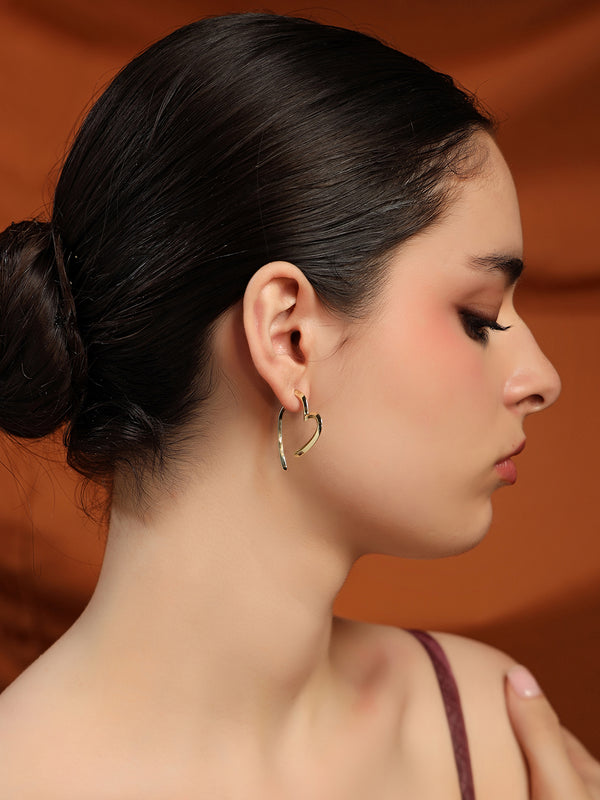 Golden Heartline Hoop Earrings