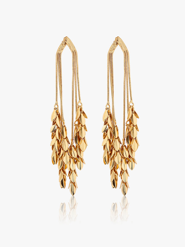 Wind Leaf Tassel Earrings