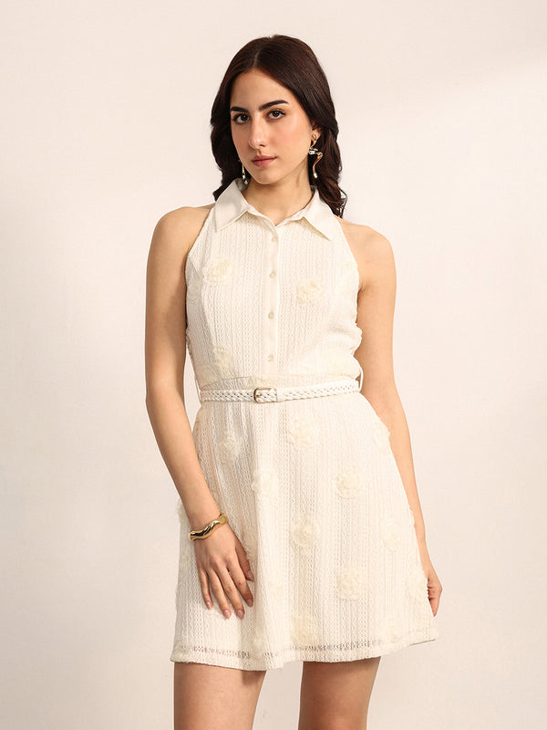 Ball Blanc Mini Dress With Belt