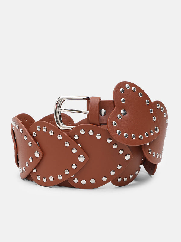 Studded Heart Statement Broad Belt