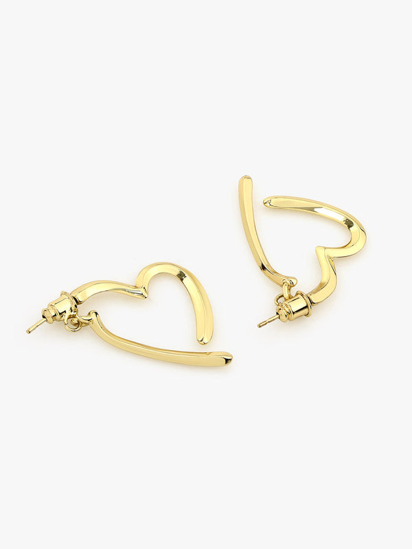 Golden Heartline Hoop Earrings
