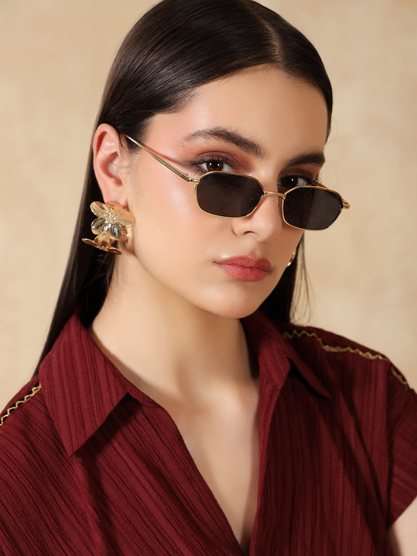 Geometric Metal Frame Sunglasses