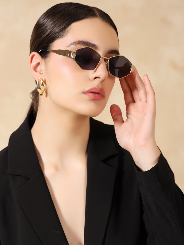 Geometric Metal Frame Sunglasses