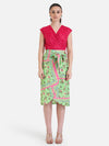 Scarf Printed Wrap Midi Skirt With Tie-Up.