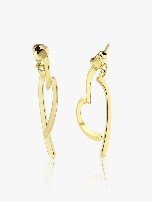Golden Heartline Hoop Earrings