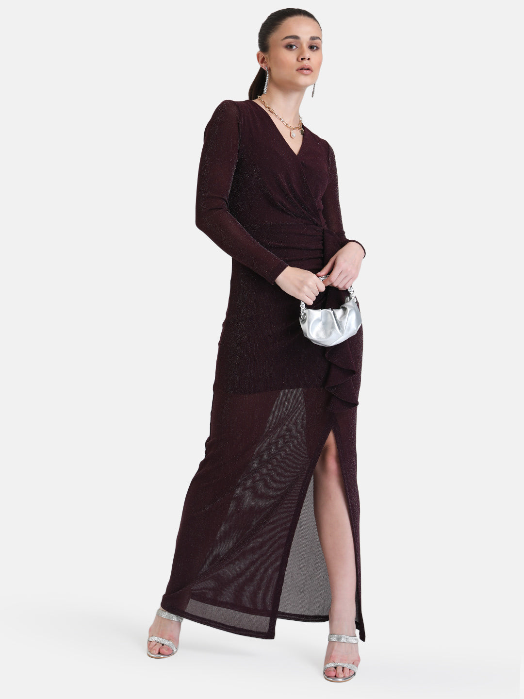 Wrap Ruffle Detail Maxi Dress KAZO