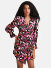 Printed Lycra Satin Wrap Tie Up Mini Dress