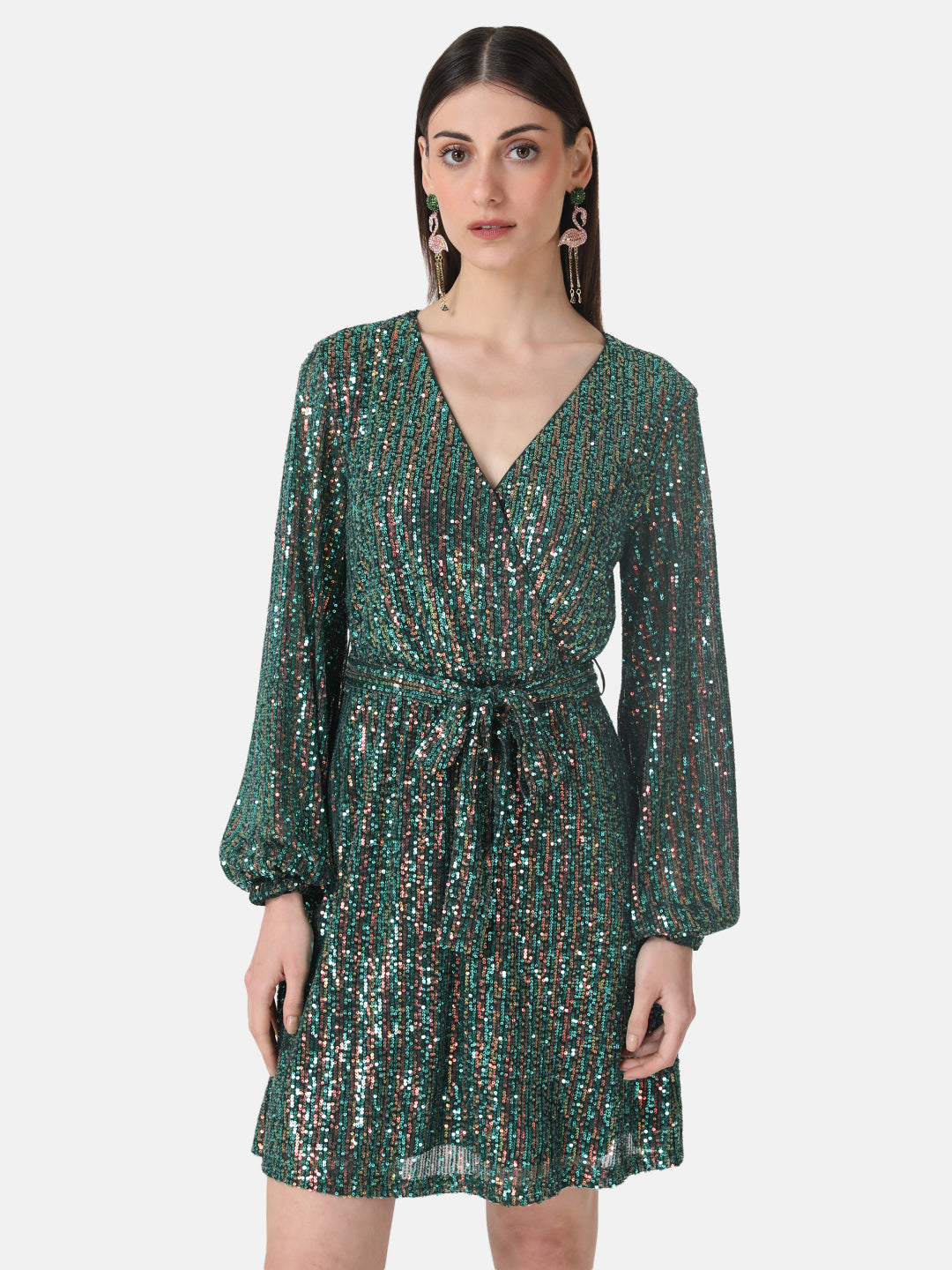 Sequin Wrap Mini Dress for Women | Sparkly Sequin Party Dress KAZO Sequin Wrap Mini Dress for Women | Sparkly Sequin Party Dress KAZO