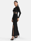 Embellished Maxi Dress With Mesh Detail