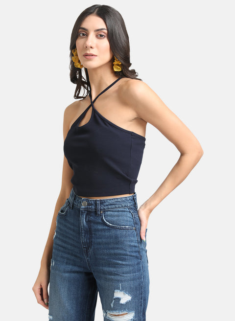 Basic Crop Top With Front Criss Cross Detail