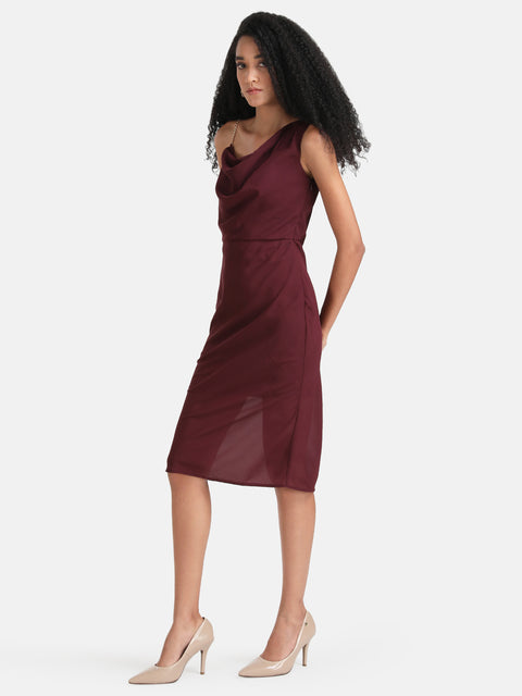 One Side Chain Cowl Neck Dress