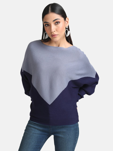 Color Blocked Batwing Pullover
