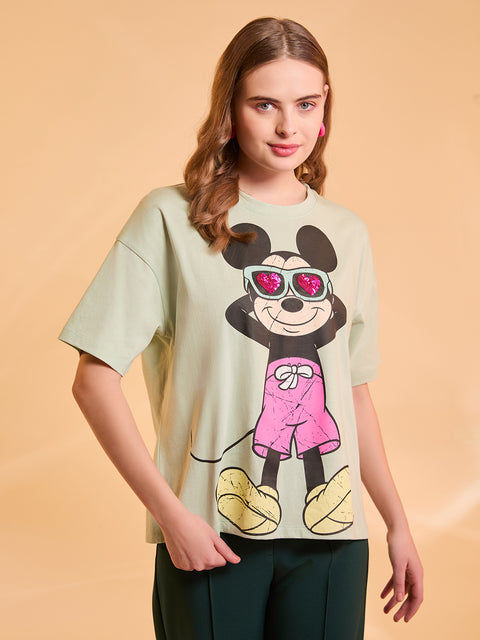 Mickey Mouse © Disney Printed T-Shirt With Sequin Work