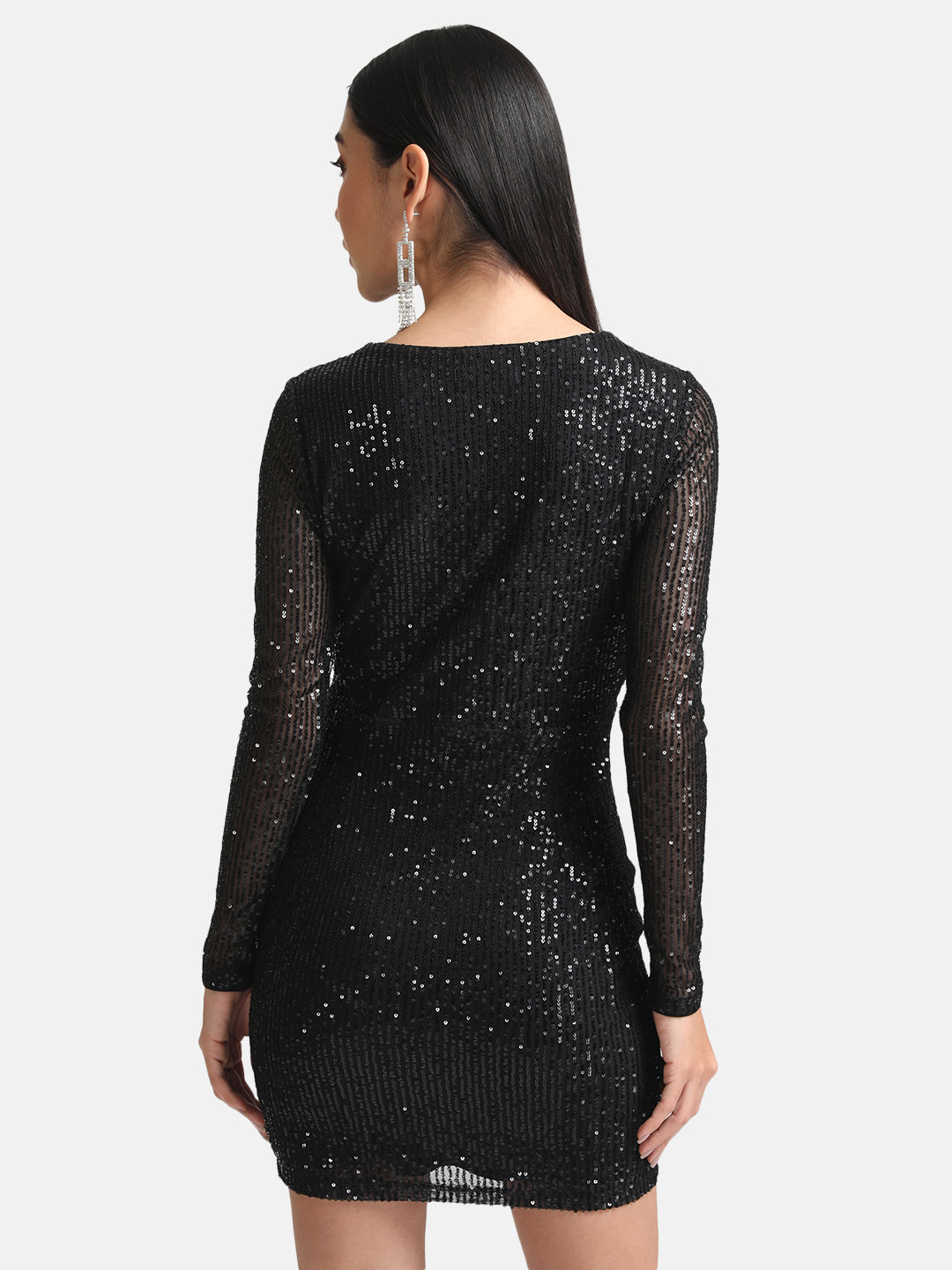 Buy Cowl Neck Full Sleeves Mini Dress 124670BLACKXS KAZO Buy Cowl Neck Full Sleeves Mini Dress 124670BLACKXS KAZO