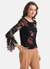 Stretch Lace Peplum Shirt