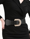 Statement Pearl Buckle Broad Belt