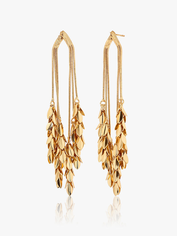 Wind Leaf Tassel Earrings