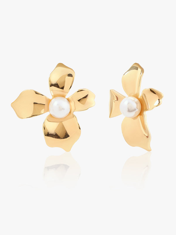 Pearl Blossom Stud Earrings