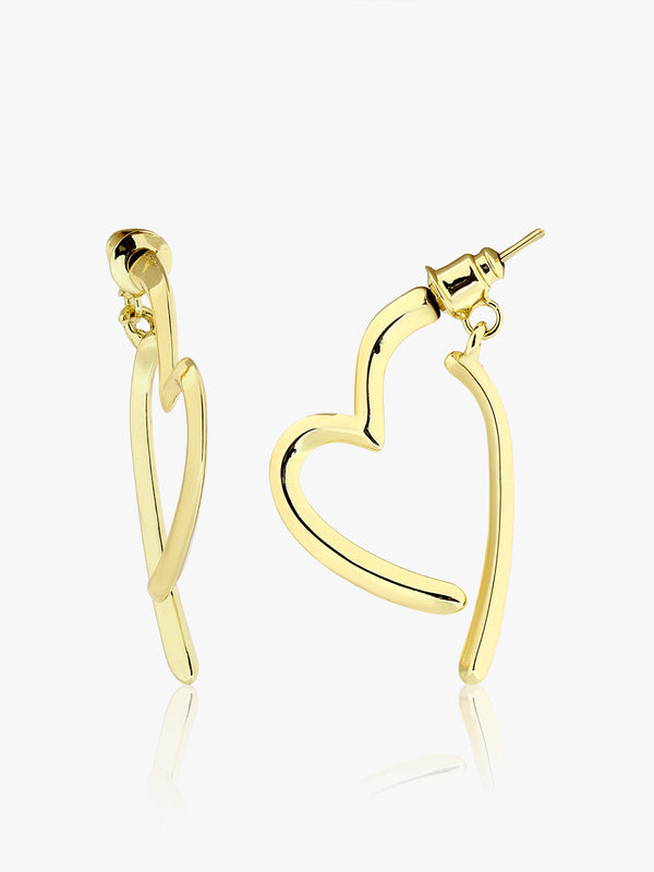 Golden Heartline Hoop Earrings