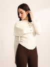 Ecru Winter Top With Detachable Cape