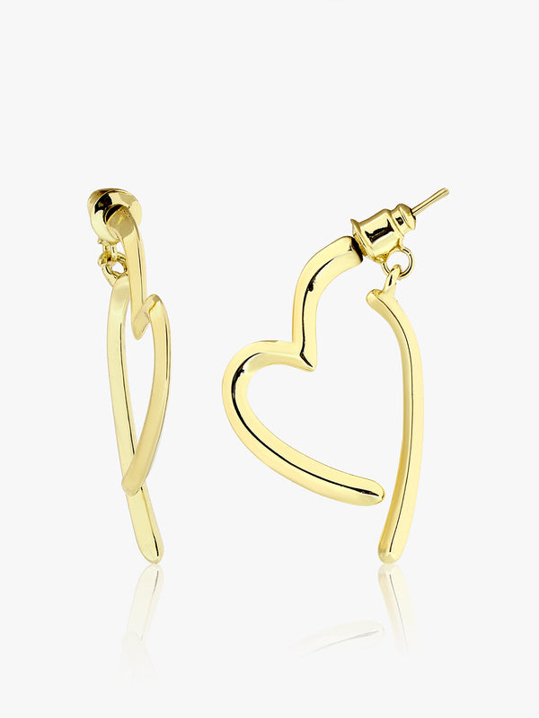 Golden Heartline Hoop Earrings