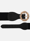 Embellished Round Buckle Elasticated Belt