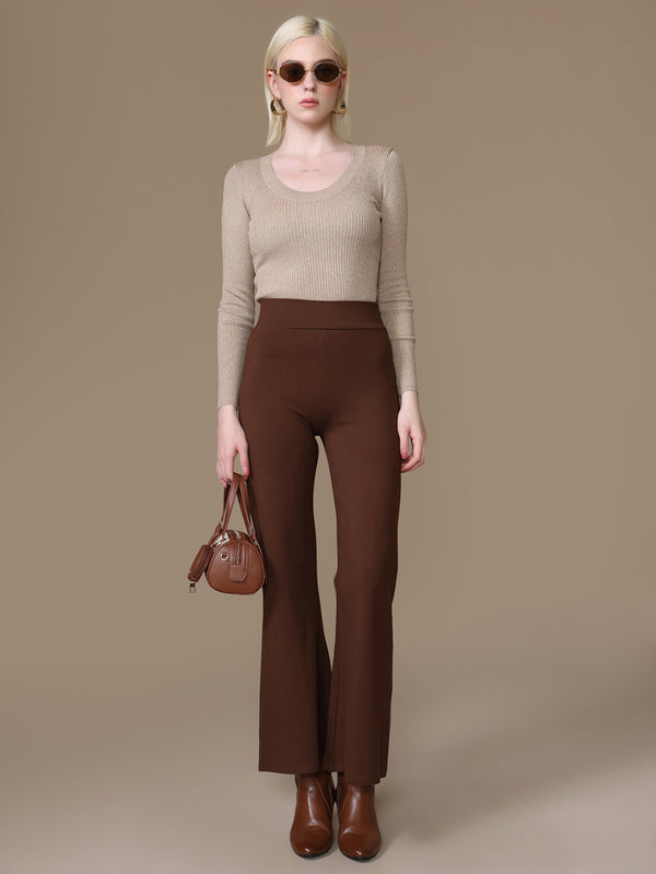 Scoop Neck Winter Top With Lurex Yarn
