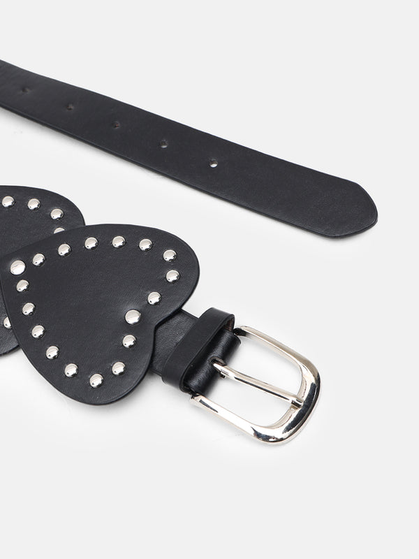 Studded Heart Statement Broad Belt