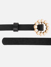 Round Pearl Buckle Thin Belt