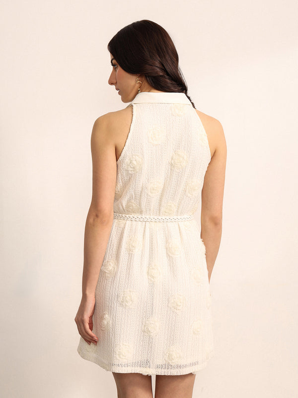 Ball Blanc Mini Dress With Belt