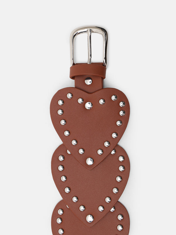 Studded Heart Statement Broad Belt