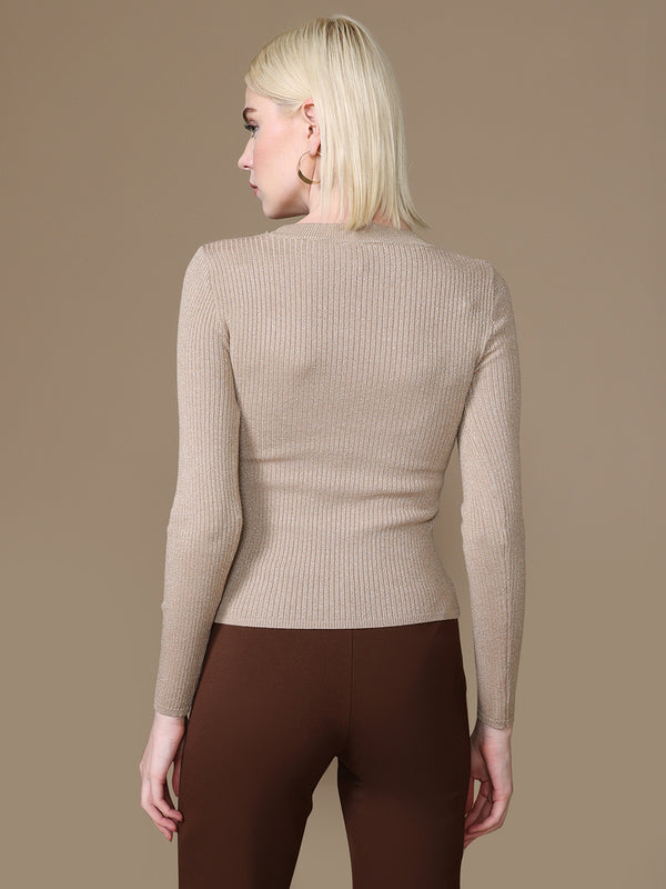 Scoop Neck Winter Top With Lurex Yarn