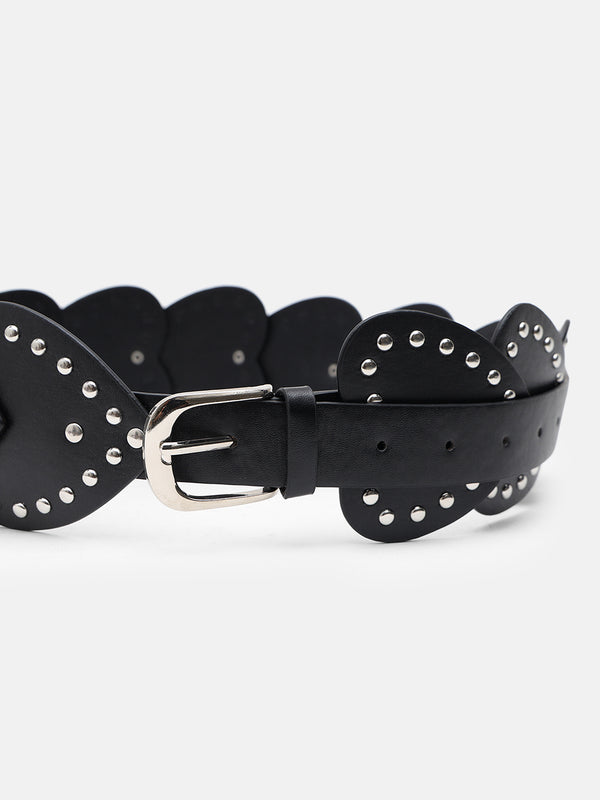 Studded Heart Statement Broad Belt
