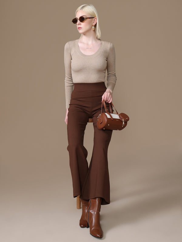 Scoop Neck Winter Top With Lurex Yarn