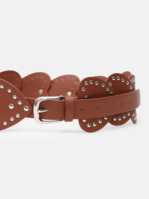 Studded Heart Statement Broad Belt