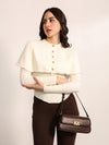 Ecru Winter Top With Detachable Cape